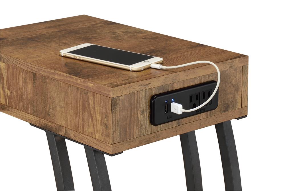 Troy Accent Table with Power Outlet Antique Nutmeg - Imperial Furniture (Las Vegas, NV) - Multi Location