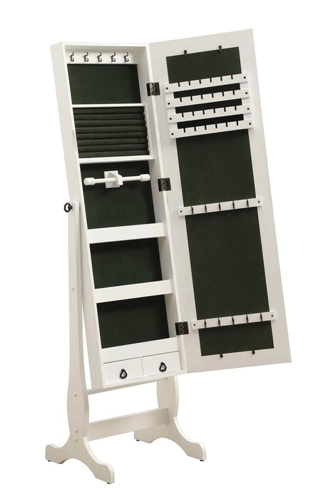 Batista Jewelry Cheval Mirror with Drawers White - Imperial Furniture (Las Vegas, NV) - Multi Location