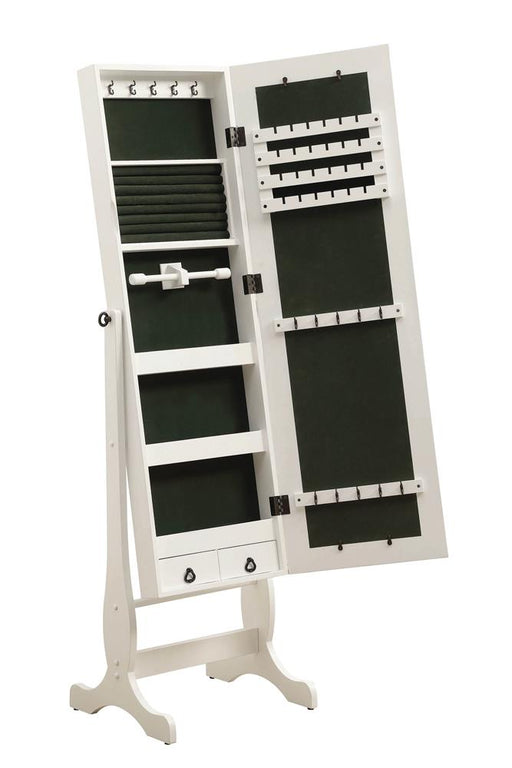 Batista Jewelry Cheval Mirror with Drawers White - Imperial Furniture (Las Vegas, NV) - Multi Location