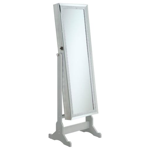 Elle Jewelry Cheval Mirror with Crytal Trim Silver - Imperial Furniture (Las Vegas, NV) - Multi Location