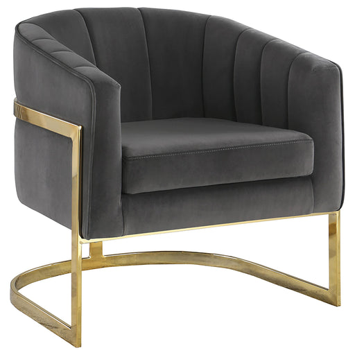 Joey Tufted Barrel Accent Chair Dark Grey and Gold - Imperial Furniture (Las Vegas, NV) - Multi Location