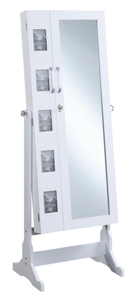 Doyle Jewelry Cheval Mirror with Picture Frames White - Imperial Furniture (Las Vegas, NV) - Multi Location
