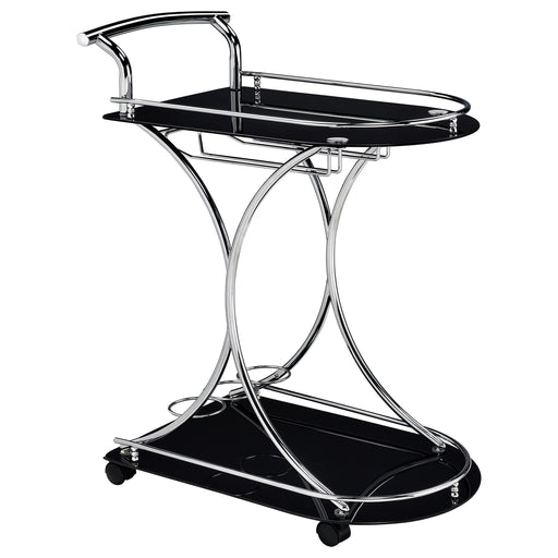 Elfman 2-shelve Serving Cart Chrome and Black - Imperial Furniture (Las Vegas, NV) - Multi Location