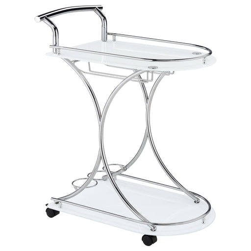 Elfman 2-shelve Serving Cart Chrome and White - Imperial Furniture (Las Vegas, NV) - Multi Location