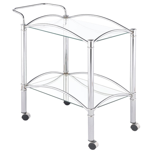 Shadix 2-tier Serving Cart with Glass Top Chrome and Clear - Imperial Furniture (Las Vegas, NV) - Multi Location