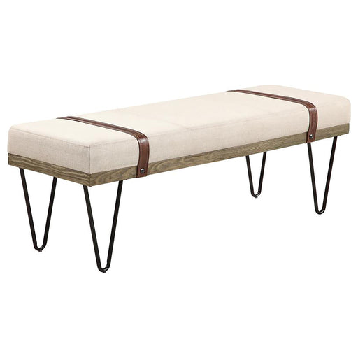 Austin Upholstered Bench Beige and Black - Imperial Furniture (Las Vegas, NV) - Multi Location