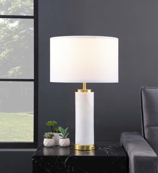 Lucius Drum Shade Bedside Table Lamp White and Gold - Imperial Furniture (Las Vegas, NV) - Multi Location