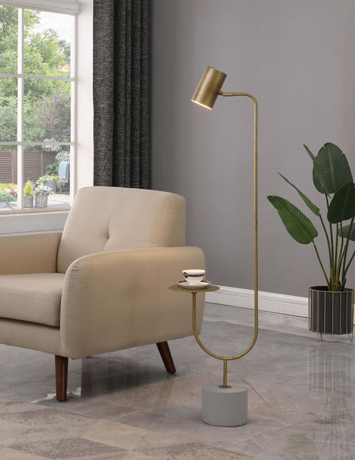 Jodie Round Base Floor Lamp Antique Brass and Grey - Imperial Furniture (Las Vegas, NV) - Multi Location
