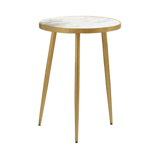 Acheson Round Accent Table White and Gold - Imperial Furniture (Las Vegas, NV) - Multi Location