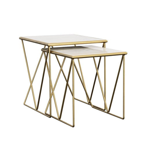 Bette 2-piece Nesting Table Set White and Gold - Imperial Furniture (Las Vegas, NV) - Multi Location