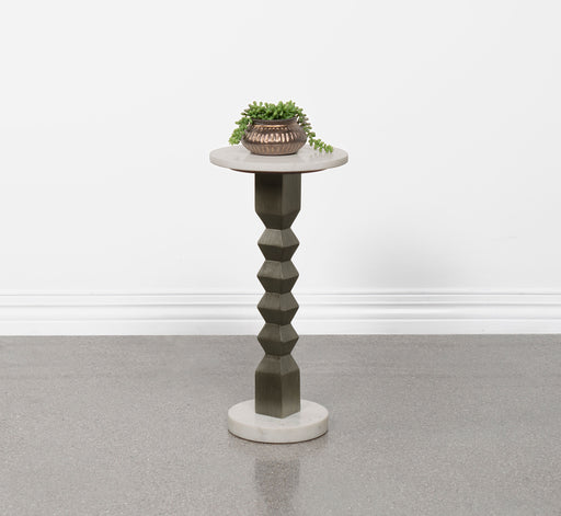 Colette Round Marble Top Side Table White and Dark Grey - Imperial Furniture (Las Vegas, NV) - Multi Location