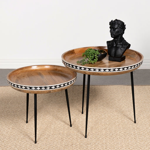 Ollie 2-piece Round Nesting Table Natural and Black - Imperial Furniture (Las Vegas, NV) - Multi Location