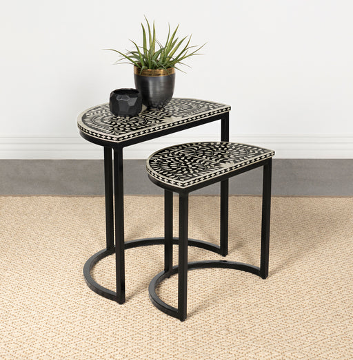 Zakiya 2-piece Demilune Nesting Table Black and White - Imperial Furniture (Las Vegas, NV) - Multi Location