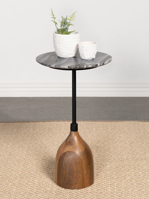 Ophelia Round Marble Top Side Table Black - Imperial Furniture (Las Vegas, NV) - Multi Location