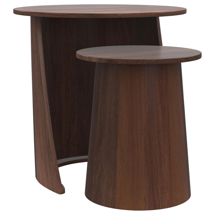 Yency 2-piece Round Mango Wood Nesting Table Set Dark Brown - Imperial Furniture (Las Vegas, NV) - Multi Location