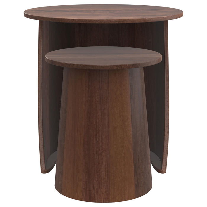 Yency 2-piece Round Mango Wood Nesting Table Set Dark Brown - Imperial Furniture (Las Vegas, NV) - Multi Location