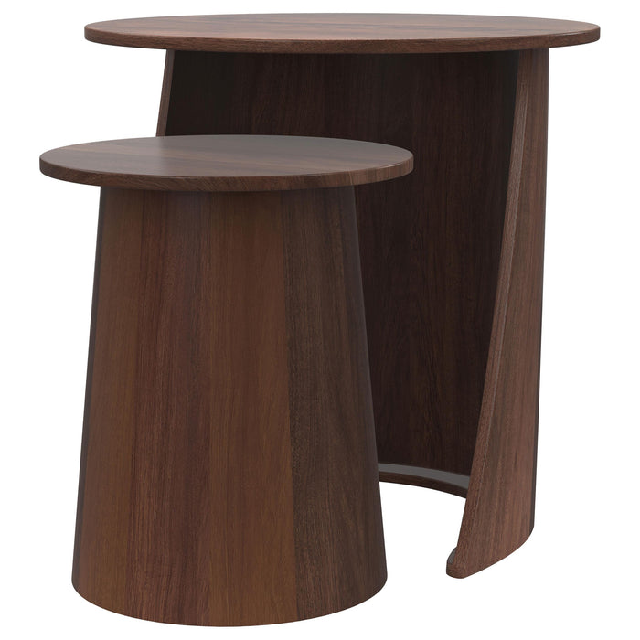 Yency 2-piece Round Mango Wood Nesting Table Set Dark Brown - Imperial Furniture (Las Vegas, NV) - Multi Location