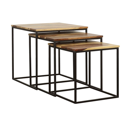 Belcourt 3-piece Square Nesting Tables Natural and Black - Imperial Furniture (Las Vegas, NV) - Multi Location
