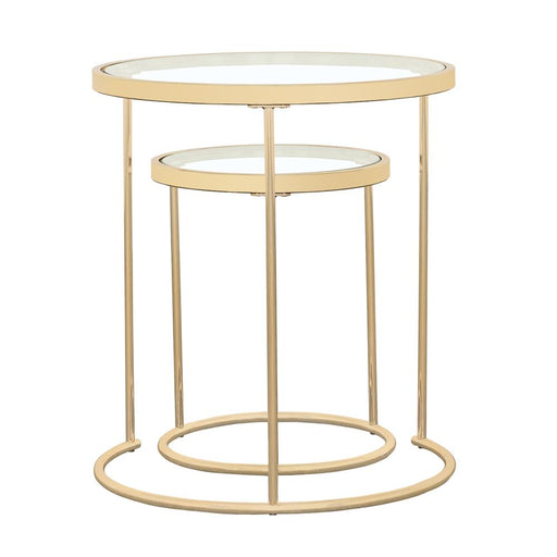 Maylin 2-piece Round Glass Top Nesting Tables Gold - Imperial Furniture (Las Vegas, NV) - Multi Location