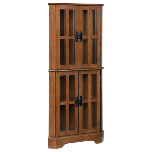 Coreosis 4-shelf Corner Curio Cabinet Golden Brown - Imperial Furniture (Las Vegas, NV) - Multi Location