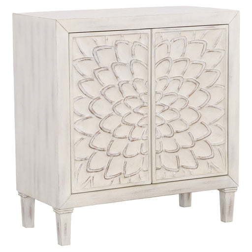 Clarkia Accent Cabinet with Floral Carved Door White - Imperial Furniture (Las Vegas, NV) - Multi Location