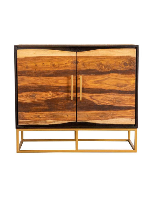 Zara 2-door Accent Cabinet Black Walnut and Gold - Imperial Furniture (Las Vegas, NV) - Multi Location