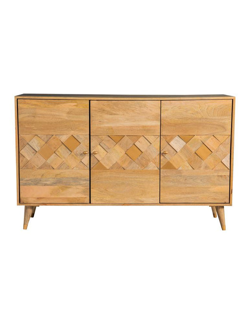 Alyssum Checkered Pattern 3-door Accent Cabinet Natural - Imperial Furniture (Las Vegas, NV) - Multi Location