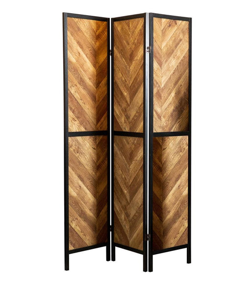 Marlene Herringbone Pattern 3-panel Screen Rustic Tobacco and Black - Imperial Furniture (Las Vegas, NV) - Multi Location