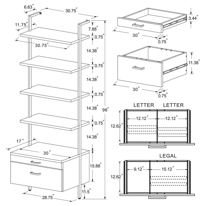 Owens 3-piece 96-inch Wall Mounted Bookshelf Set Walnut - Imperial Furniture (Las Vegas, NV) - Multi Location