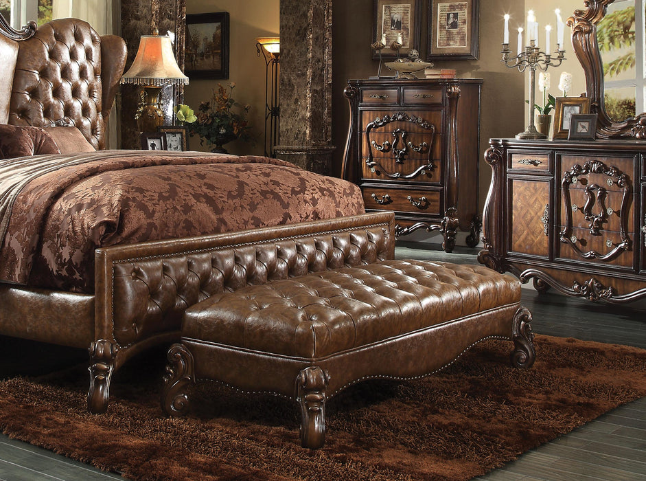 Versailles 2-Tone Light Brown PU & Cherry Oak Bench