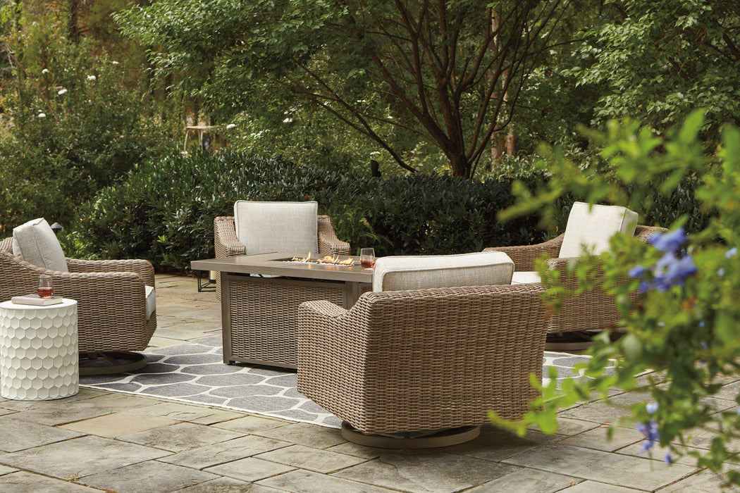 Beachcroft Beachcroft Fire Pit Table with Four Nuvella Swivel Lounge Chairs - Imperial Furniture (Las Vegas, NV) - Multi Location