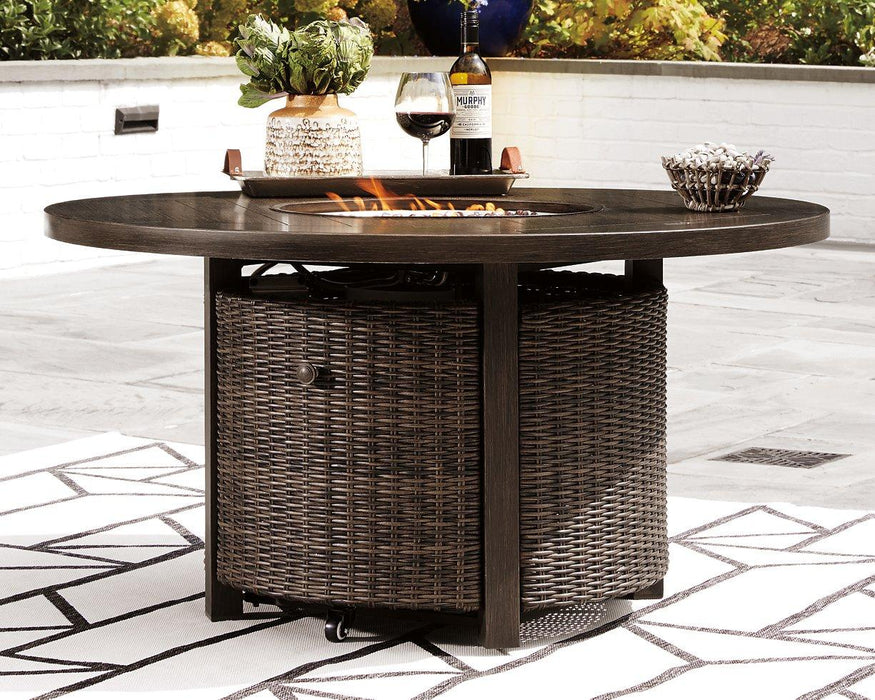 Paradise Trail Paradise Trail Fire Pit Table with 4 Nuvella Swivel Lounge Chairs - Imperial Furniture (Las Vegas, NV) - Multi Location