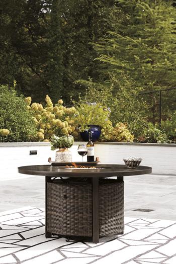 Paradise Trail Paradise Trail Fire Pit Table with 4 Nuvella Swivel Lounge Chairs - Imperial Furniture (Las Vegas, NV) - Multi Location