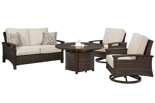 Paradise Trail Outdoor Loveseat, Lounge Chairs and Fire Pit Table - Imperial Furniture (Las Vegas, NV) - Multi Location