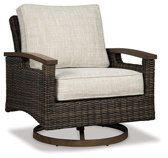 Paradise Trail Paradise Trail Fire Pit Table with 4 Nuvella Swivel Lounge Chairs - Imperial Furniture (Las Vegas, NV) - Multi Location