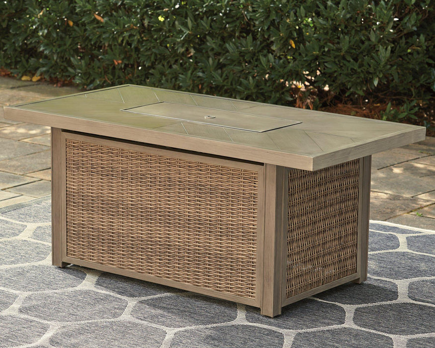 Beachcroft Beachcroft Fire Pit Table with Four Nuvella Swivel Lounge Chairs - Imperial Furniture (Las Vegas, NV) - Multi Location