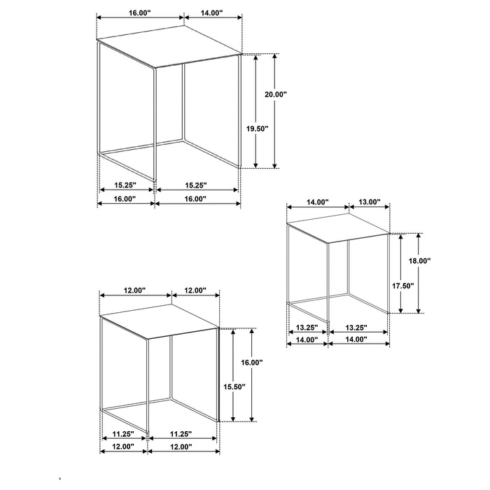 Imez 3-piece Rectangular Metal Nesting Table Grey - Imperial Furniture (Las Vegas, NV) - Multi Location