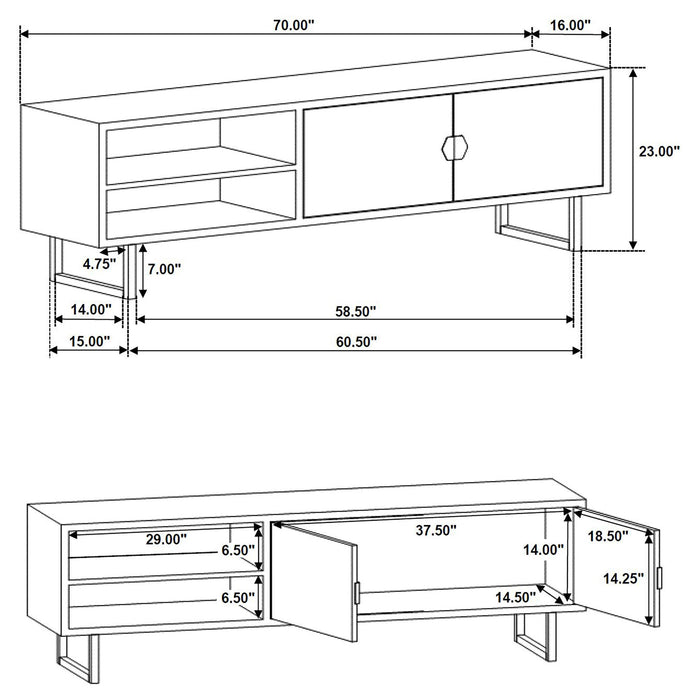 Marsden 2-door Wood 70" TV Stand Charcoal Black - Imperial Furniture (Las Vegas, NV) - Multi Location