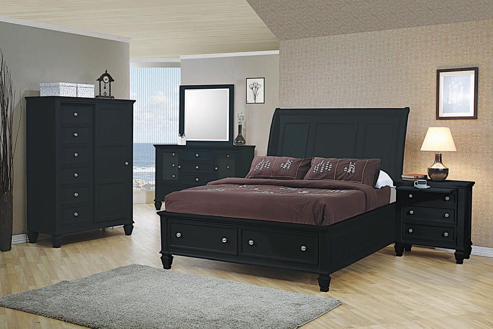 Sandy Beach Queen & E.King Storage Sleigh Bed Black & White - Imperial Furniture (Las Vegas, NV) - Multi Location