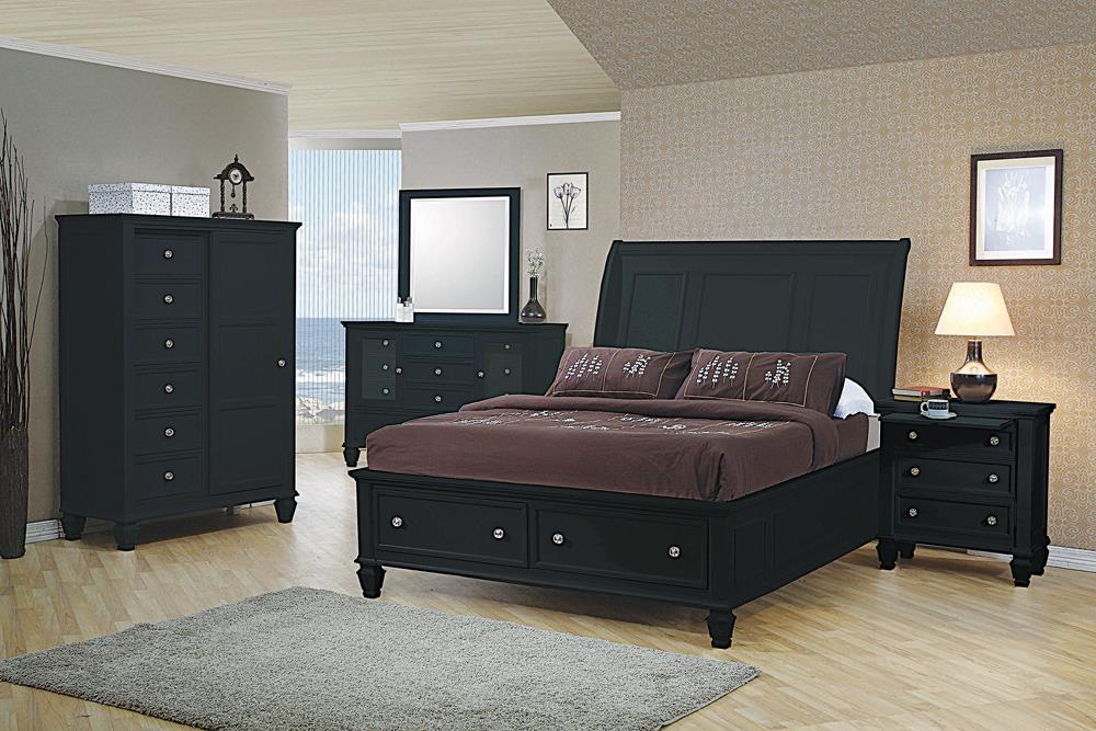 Sandy Beach Queen & E.King Storage Sleigh Bed Black & White - Imperial Furniture (Las Vegas, NV) - Multi Location