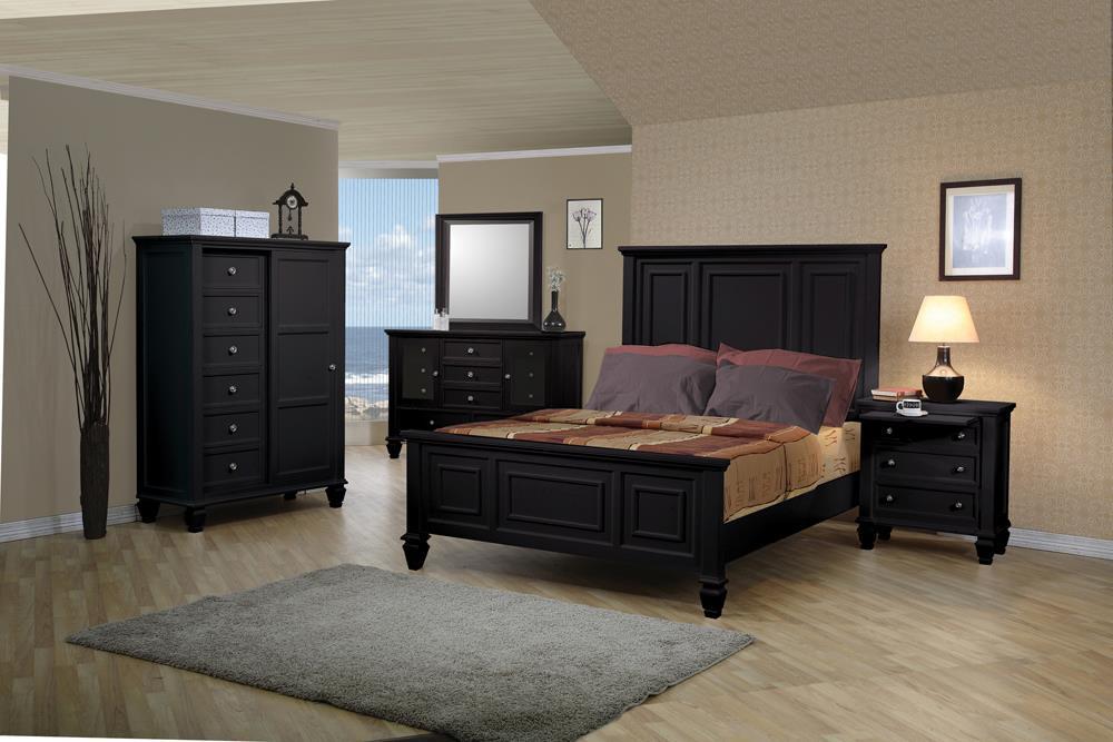 Sandy Beach Queen & E.King Panel Bed with High Headboard Black & White - Imperial Furniture (Las Vegas, NV) - Multi Location