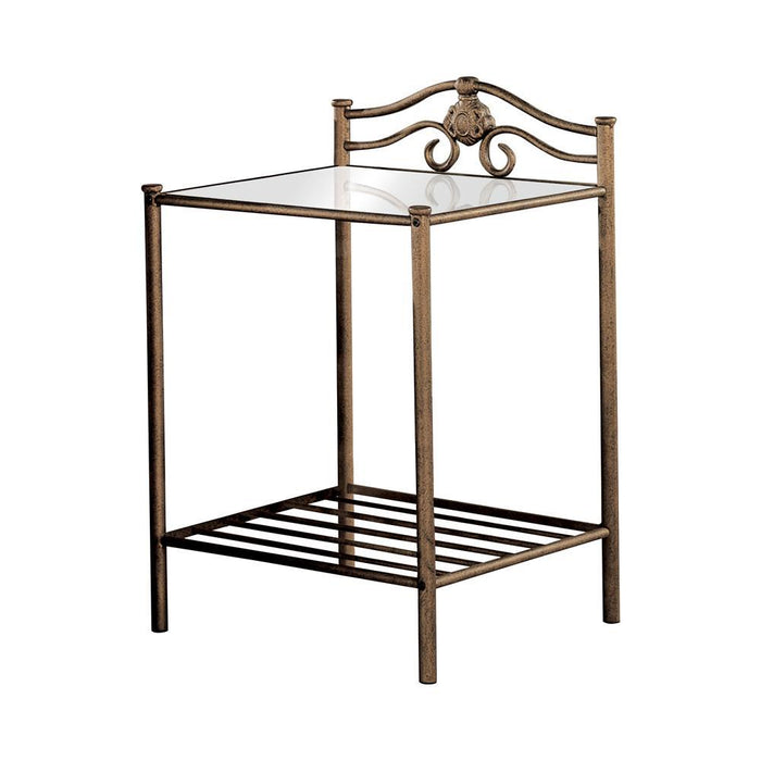 Sydney 2-shlef Nightstand Antique Brushed Gold - Imperial Furniture (Las Vegas, NV) - Multi Location