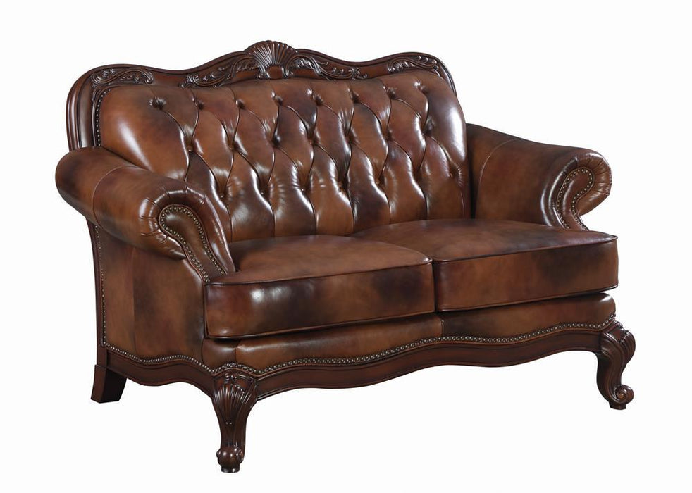 Victoria Tufted Back Loveseat Tri-tone and Brown - Imperial Furniture (Las Vegas, NV) - Multi Location