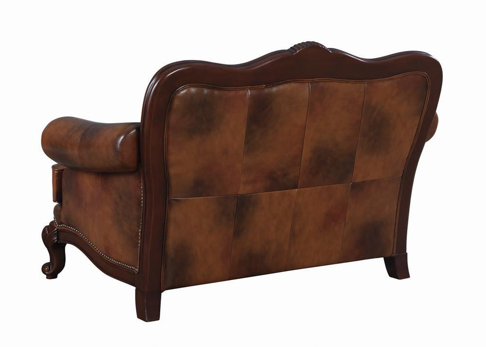 Victoria Tufted Back Loveseat Tri-tone and Brown - Imperial Furniture (Las Vegas, NV) - Multi Location