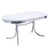 Retro Oval Dining Table Glossy White and Chrome - Imperial Furniture (Las Vegas, NV) - Multi Location