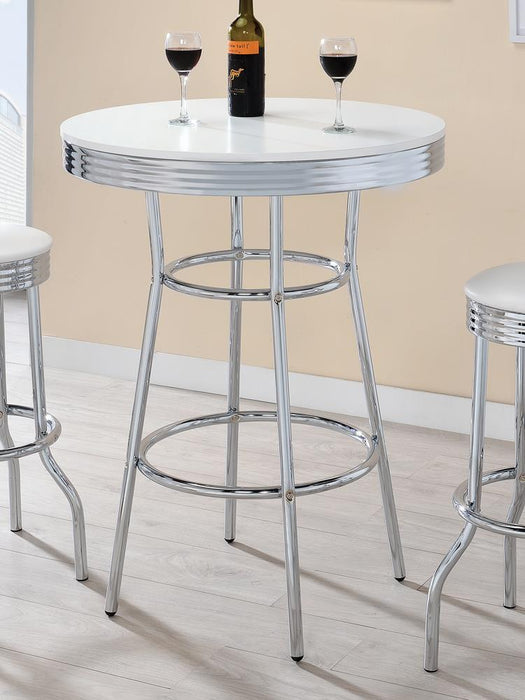 Theodore Round Bar Table Chrome and Glossy White - Imperial Furniture (Las Vegas, NV) - Multi Location