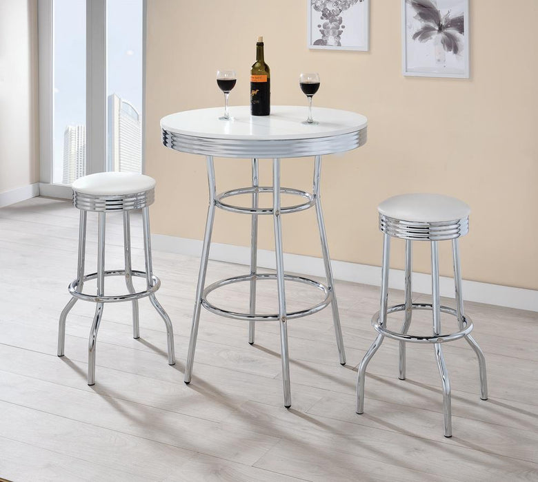 Theodore Round Bar Table Chrome and Glossy White - Imperial Furniture (Las Vegas, NV) - Multi Location