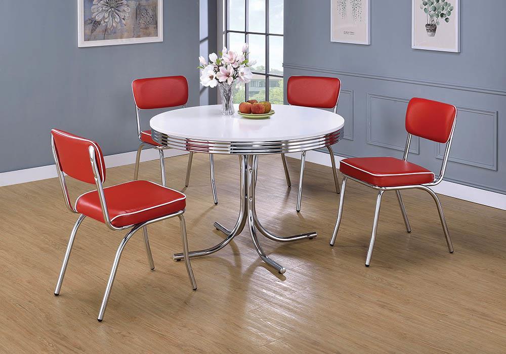 Retro Open Back Side Chairs Red and Chrome (Set of 2) - Imperial Furniture (Las Vegas, NV) - Multi Location