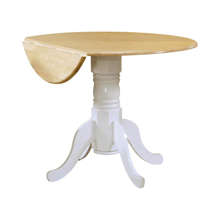 Allison Drop Leaf Round Dining Table Natural Brown and White - Imperial Furniture (Las Vegas, NV) - Multi Location