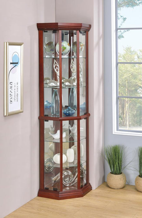 Appledale 6-shelf Corner Curio Cabinet Medium Brown - Imperial Furniture (Las Vegas, NV) - Multi Location